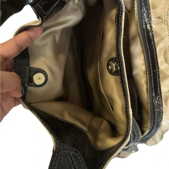 Coach Signature C Beige & Brown Leather Hobo Bag - Picture 8 of 12